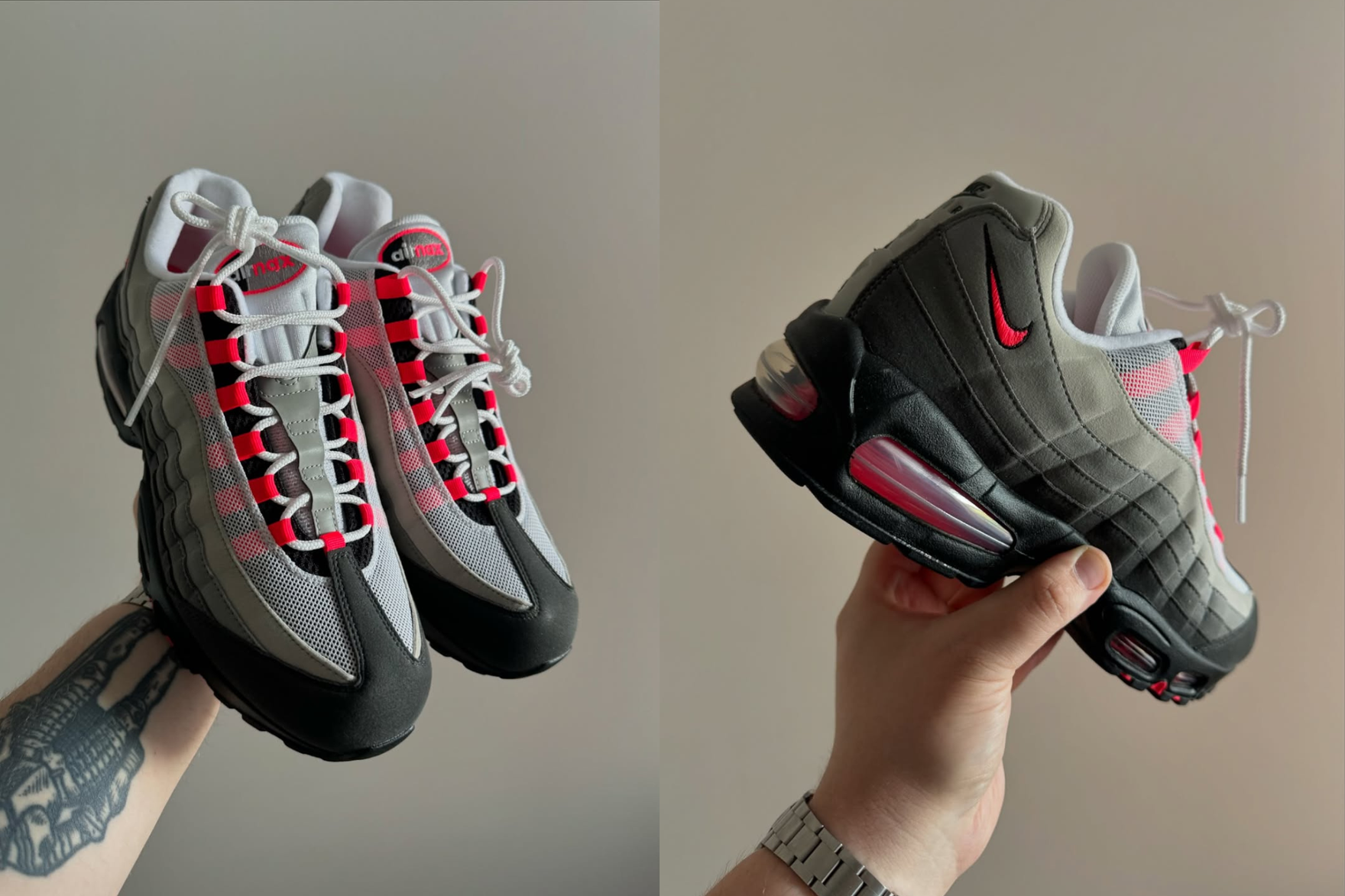 air max 95 solar red in-hand shot