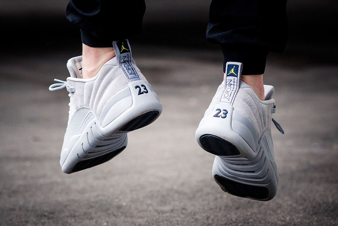 Jordan 12 wolf grey on feet hotsell