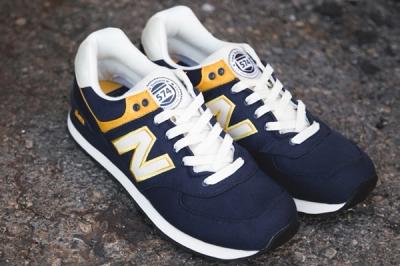 New Balance 574 Rugby Pack Yellow Navy Angle 1