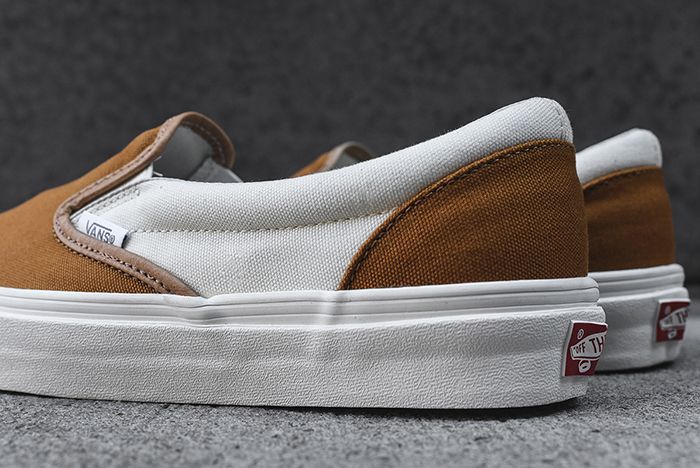 vans slip on golden brown