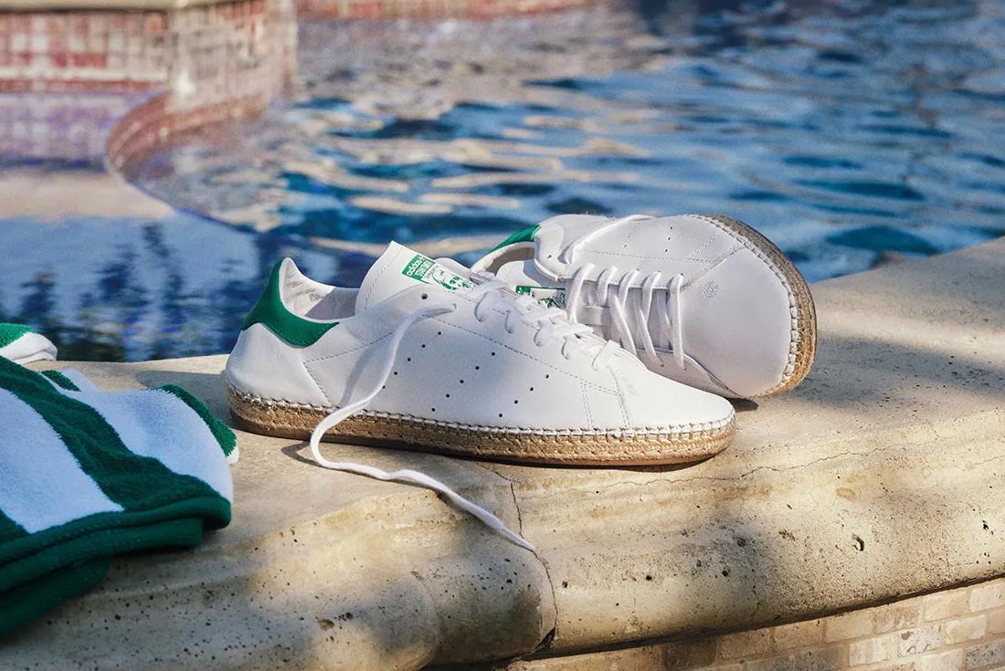 white and jute clot stan smith sneakers poolside