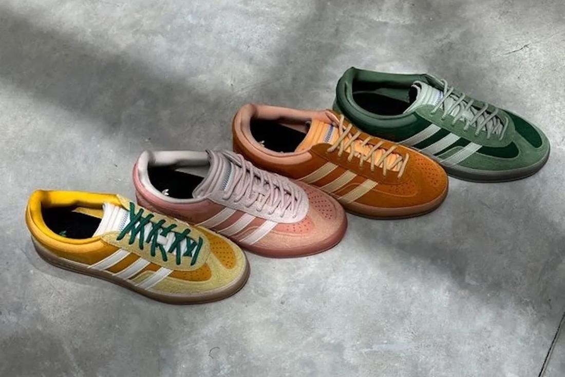 bad bunny x adidas gazelle on concrete