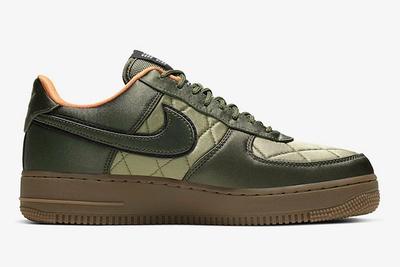 Nike Air Force 1 Low Quilted Olive Flight Jacket Cu6724 333 Medial