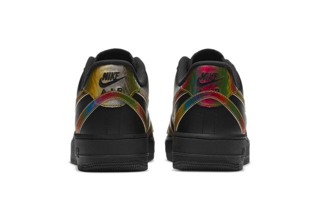 nike black air force 1 swoosh tape trainers