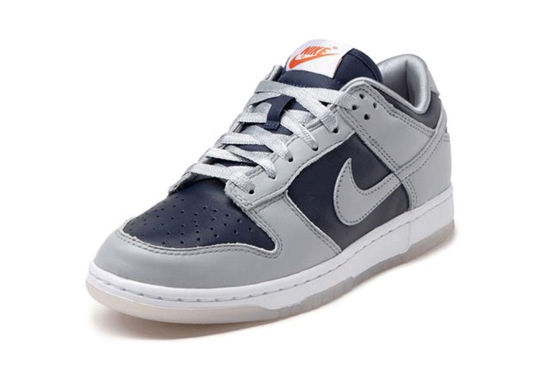 nike dunk low college navy wolf grey on white