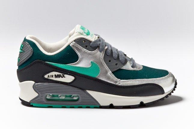 Nike Air Max 90 Womens Silver Mint Teal Side 1