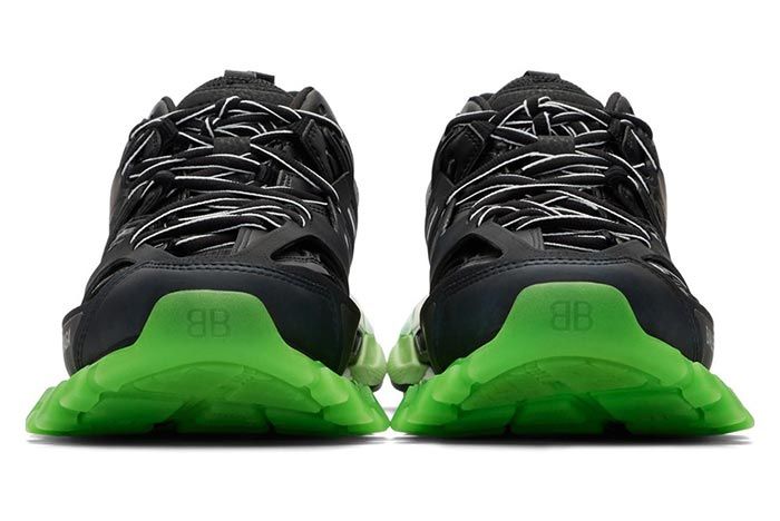 Balenciaga Track Sneaker Black Neon Green Front Toe Box Shot