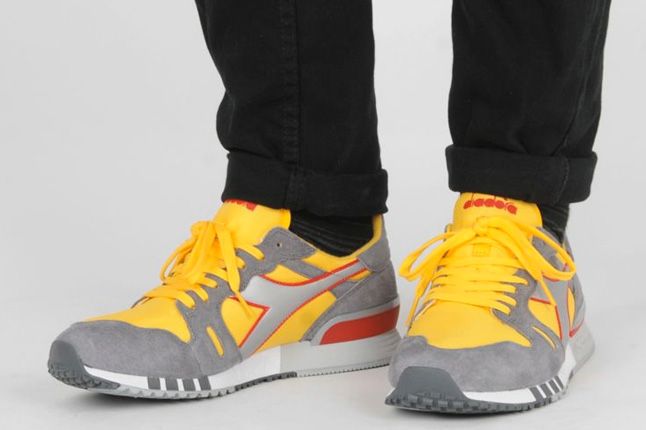 Diadora Heroes Size Exclusive Yellow Pair On Feet 1