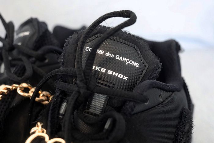 Cdg Nike Shox Black Release Date Tongue