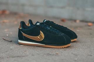 nike cortez black with gold swoosh