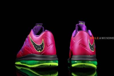 Nike Lebron X Low Pnkpurp Neongrn Tongue Heel Profile 1