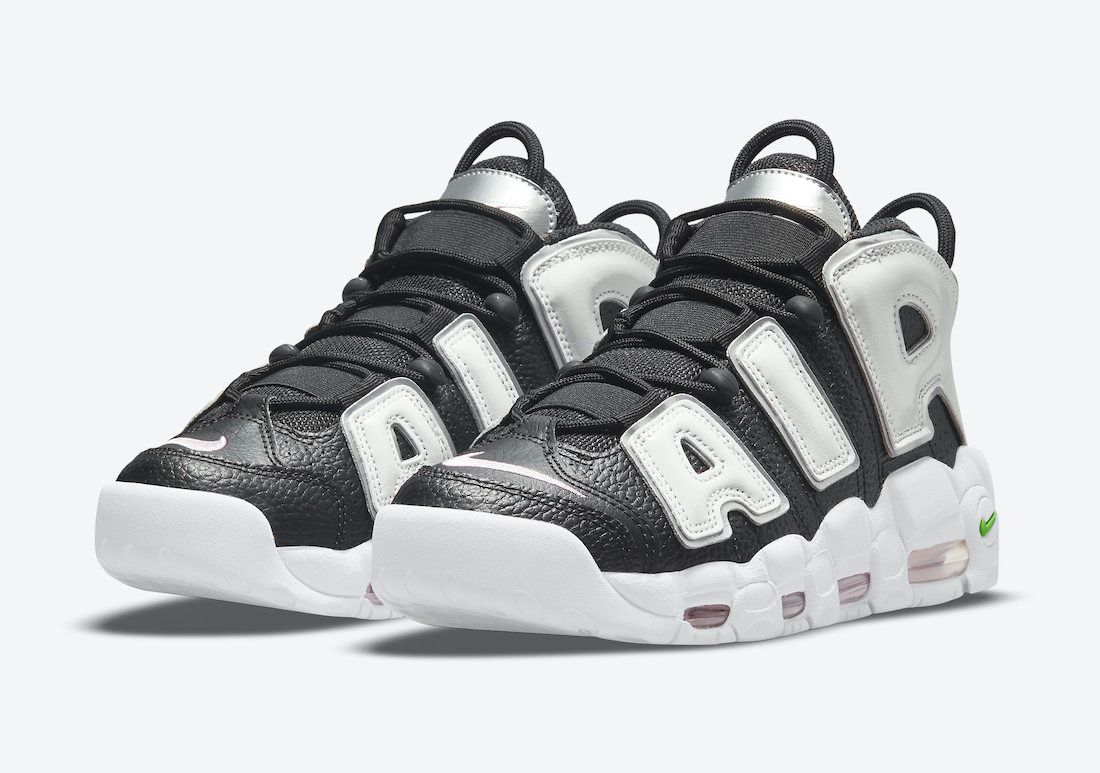 nike air uptempo white and silver