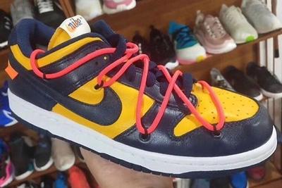 Off White Nike Dunk Low University Gold Midnight Navy Ct0856 700     Release Date Side