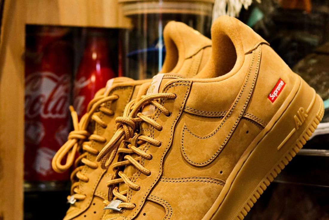 Closely Inspect the Supreme x Nike Air Force 1 'Flax' - Sneaker 