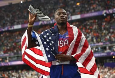 Grant Holloway Wins Gold in His Y-3 Spikes