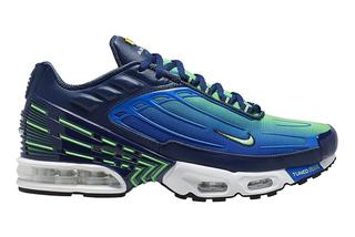 blue and green nike air max plus