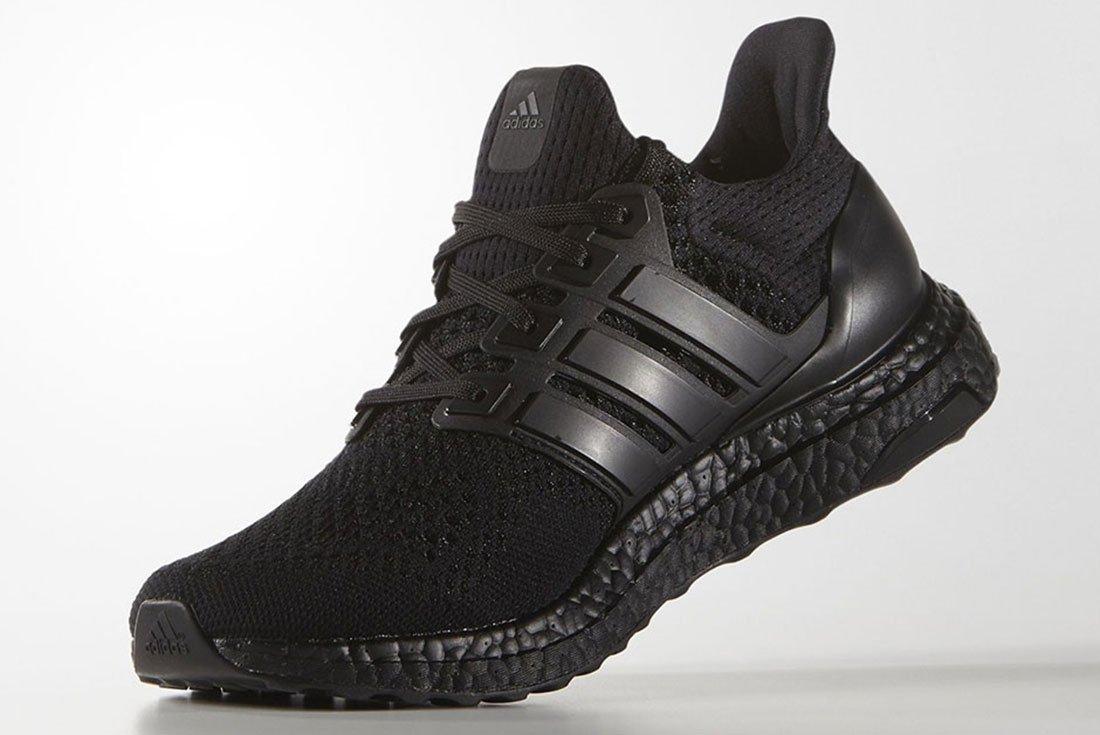 Adidas ultra boost triple black no laces best sale