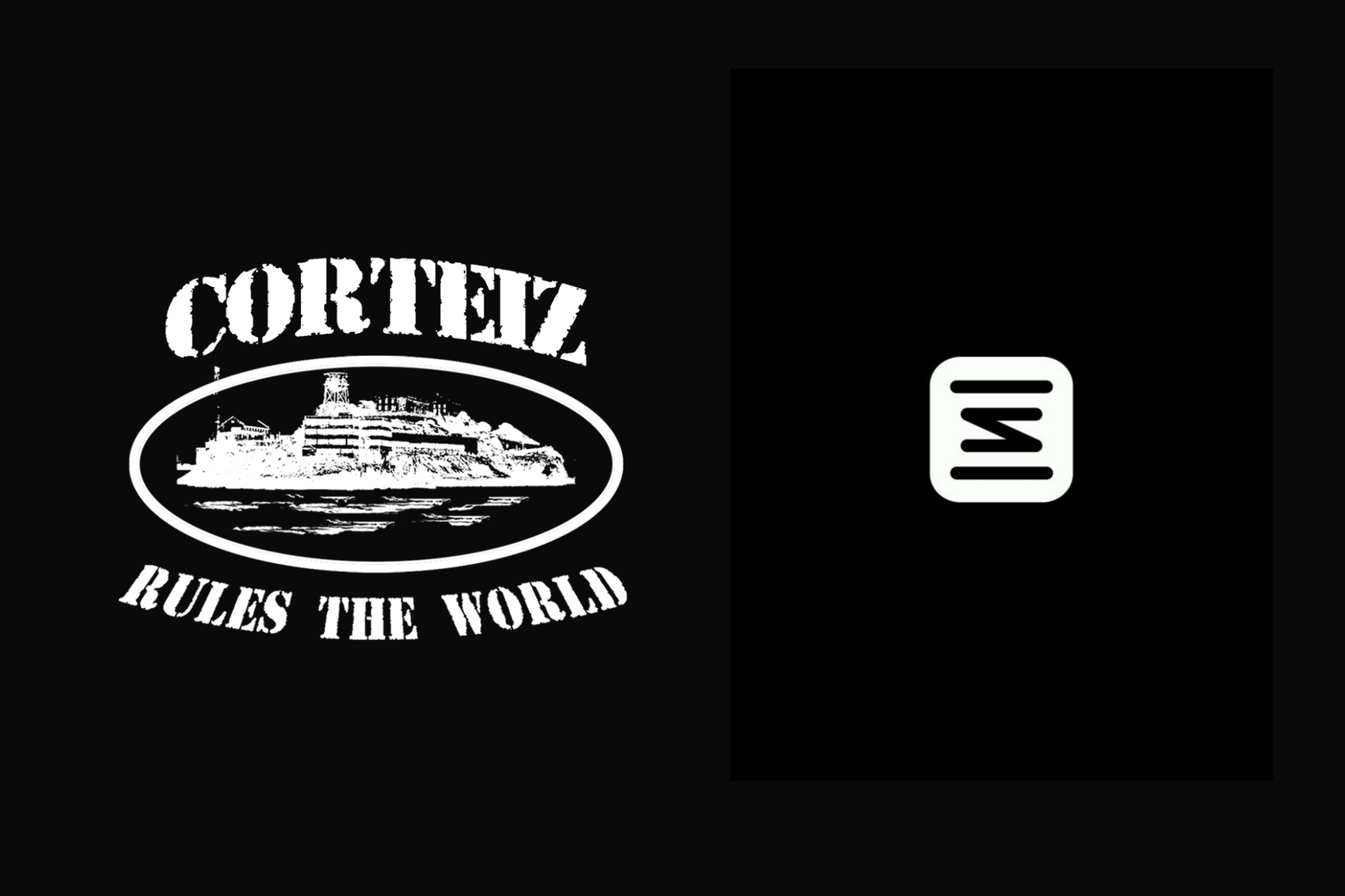 cortiez x nike shox logo placed side by side