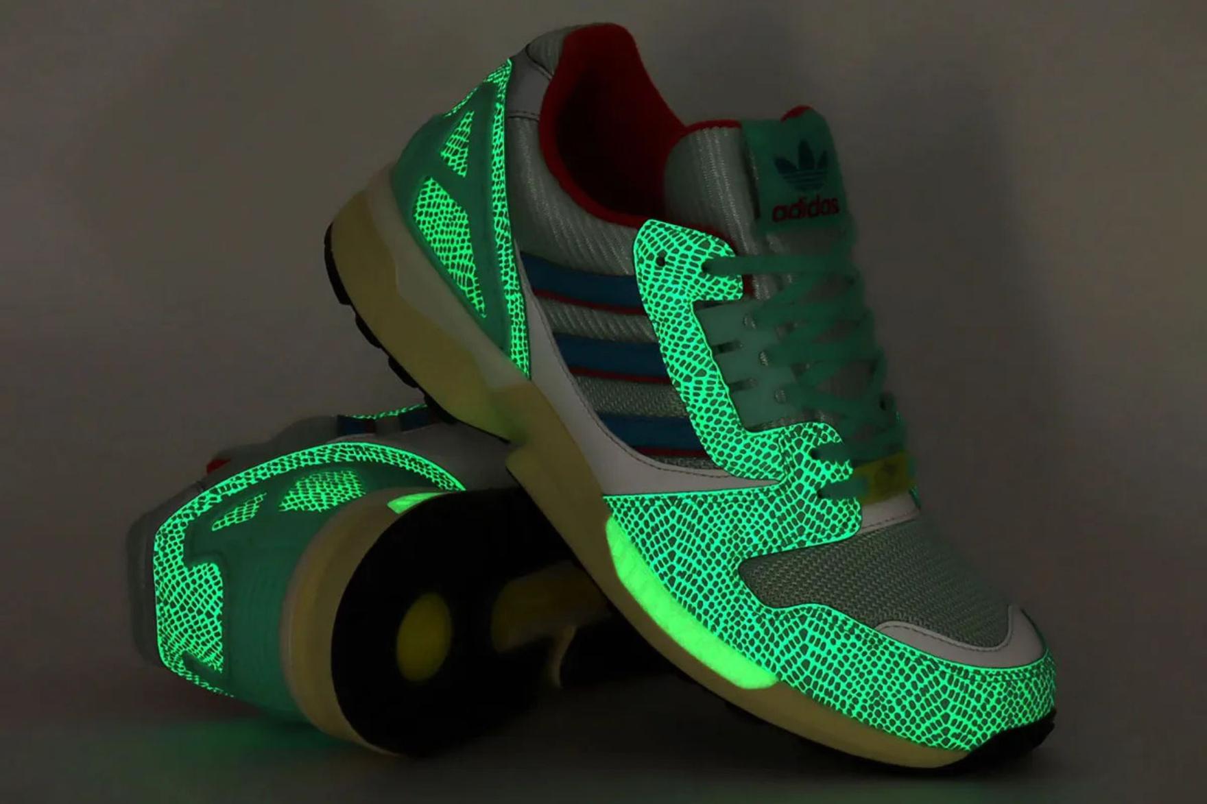 Glow-in-the-dark snakeskin adidas sneakers