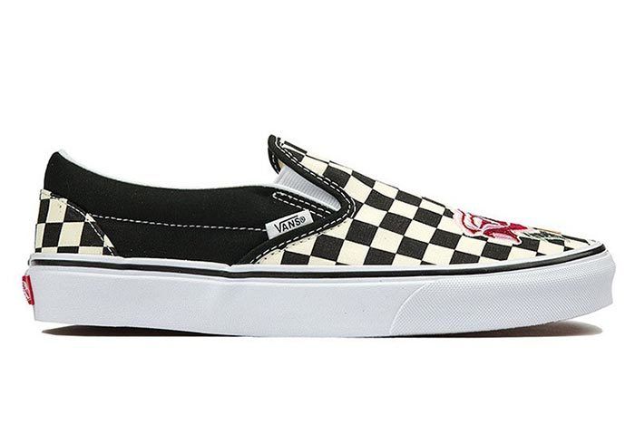 checkered vans with roses
