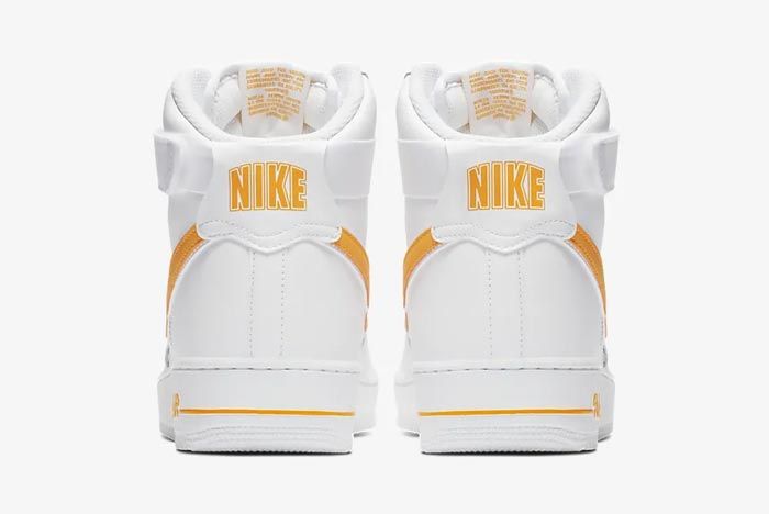 Nike Air Force 1 High White University Gold Heels
