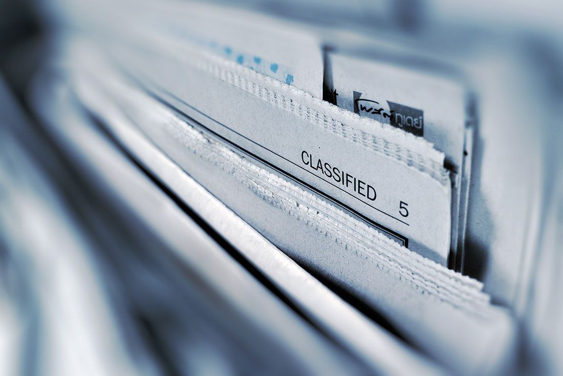 Classified Ads Newspaper Page