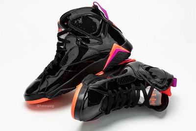 Air Jordan 7 Womens Black Orange Pink Heel 2