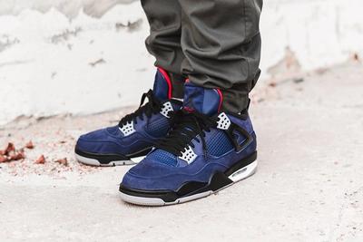Air Jordan 4 Wntr Blue On Foot Front Angle