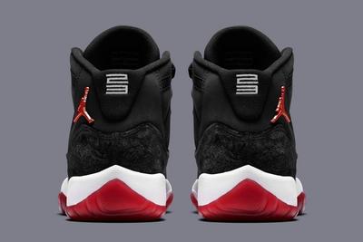 Air Jordan 11 Bred Velvet Red Black White Sneakers Footwear Womens