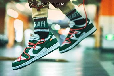 Off White Nike Dunk Low Pine Green Ct0856 100 On Foot Shot5