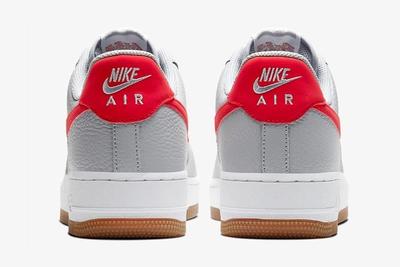 Nike Air Force 1 Wolf Grey University Red Heels