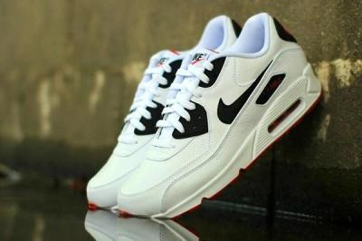 Nike Air Max 90 Leather Black White Red 1