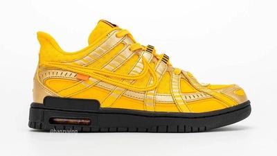 off-white nike air rubber dunk university gold right