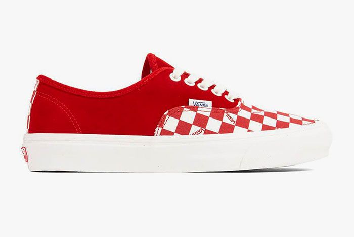 Vans Vault Og Authentic Lx Checkerboard Red Lateral Side Shot