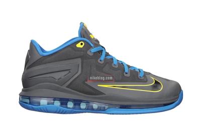 Le Bron 11 Low Gs Gry Blu Sideview