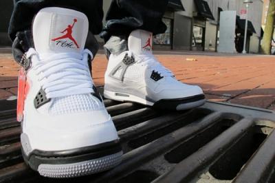 Air Jordan Iv White Cement On Feet 01 1