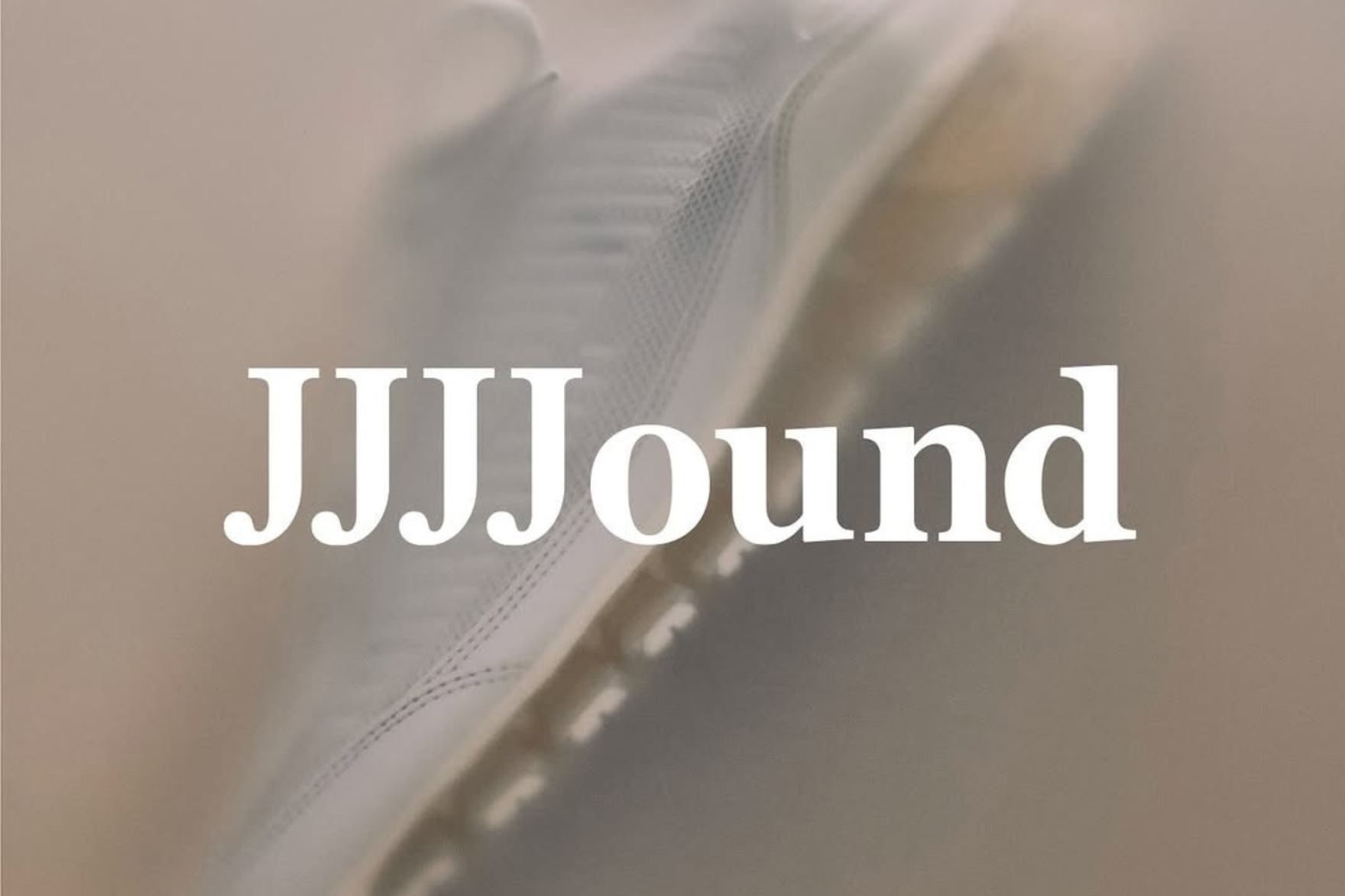 a jjjjound logo against a sneaker