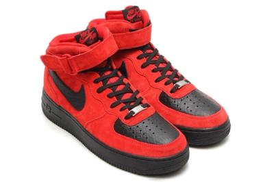 Air Force 1 Mid Red Suede Black Python Post 1