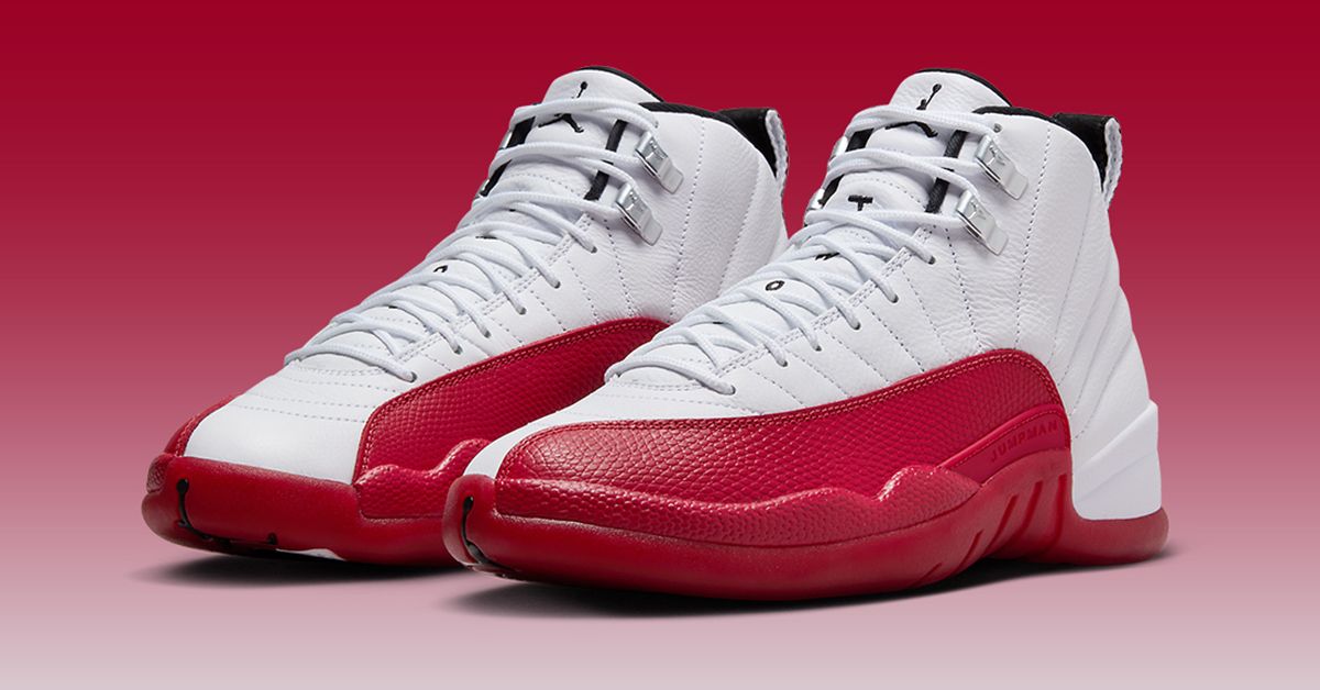 Red and white hot sale jordan 12's