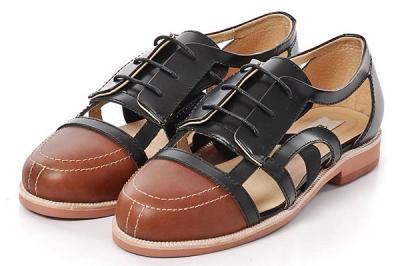 380G Black Cut Out Leather Sandal 1 1