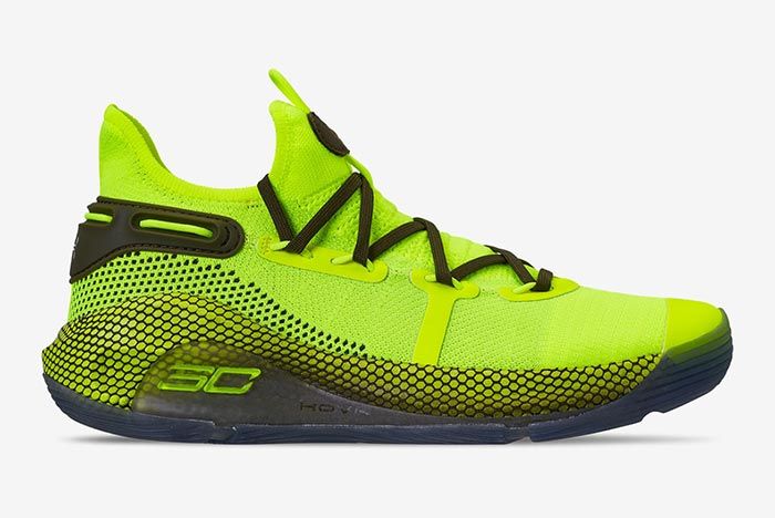 Hi Vis Yellow Under Armour Curry 6 Lateral