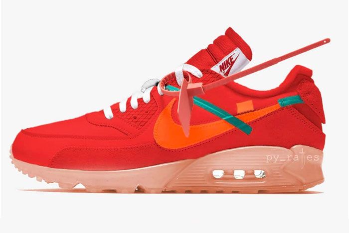 Off White Nike Air Max 90 University Red Left