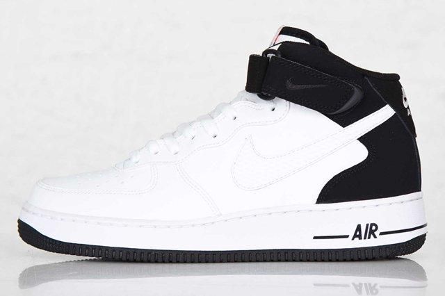 black white air force ones mid