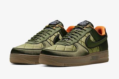 Nike Air Force 1 Low Quilted Olive Flight Jacket Cu6724 333 Front Angle