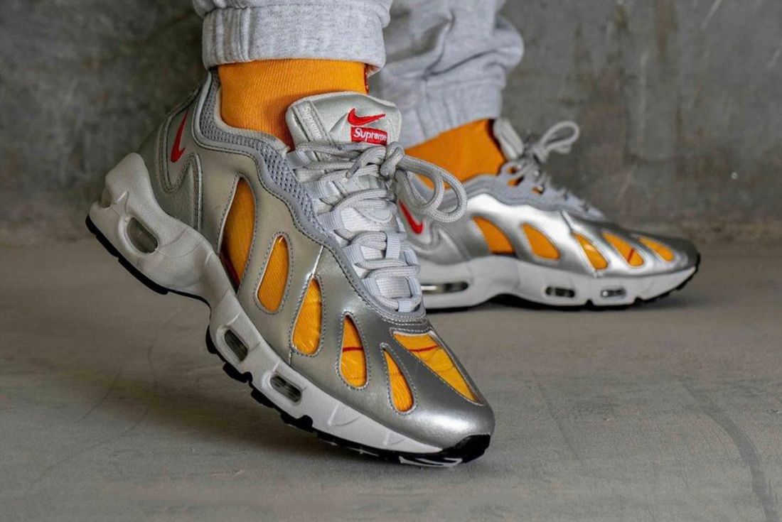 First Look: Supreme x Nike Air Max 96 'Silver Bullet' On Foot ...