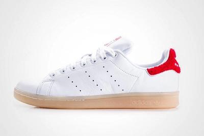 Adidas Stan Smith Fuzzy Heel White Red Womens Thumb