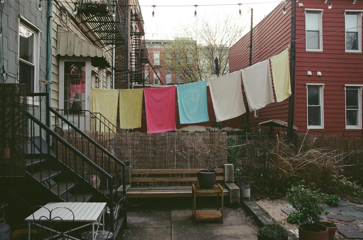Laundry drying on a clothes line