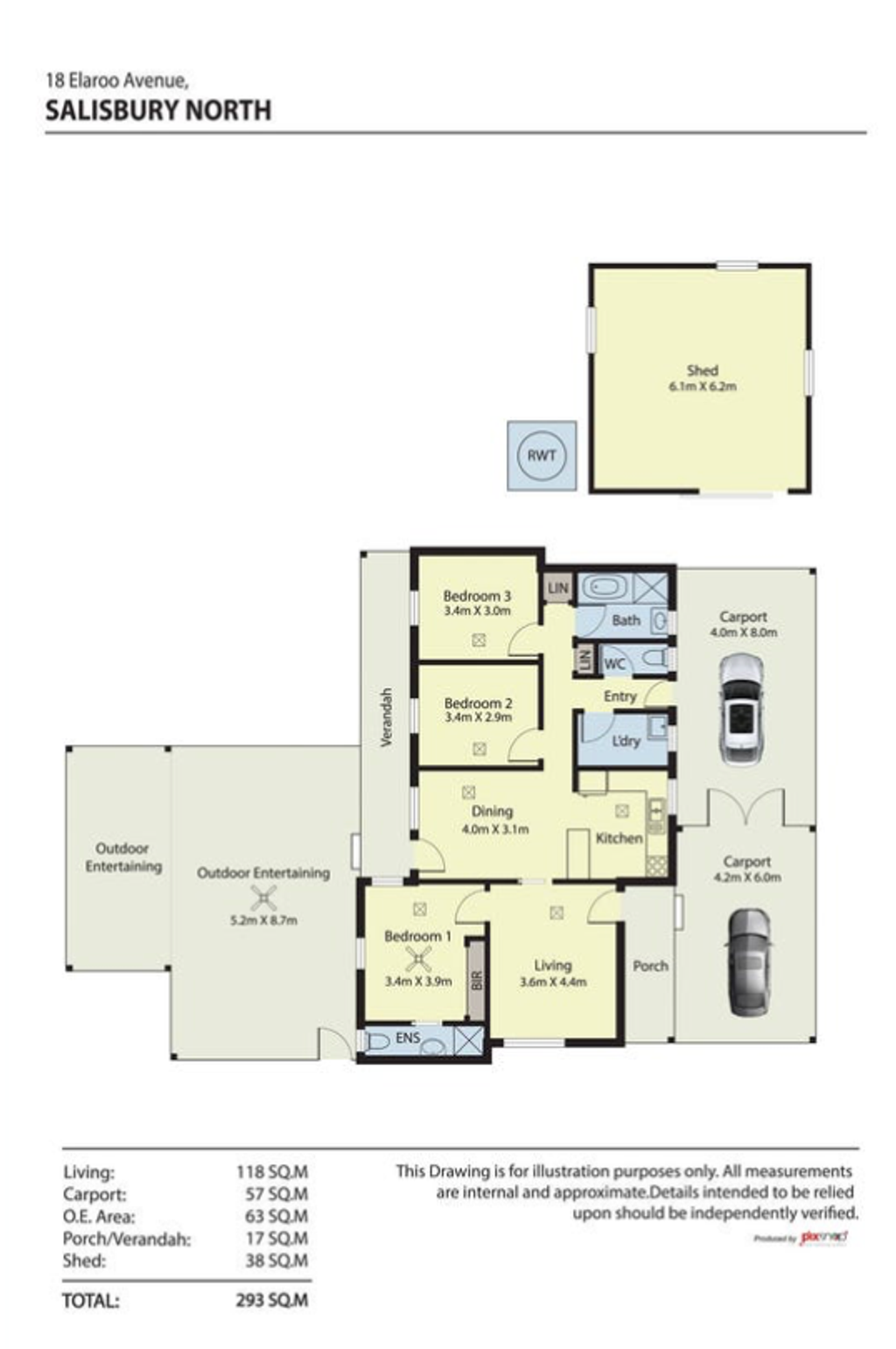 Floor plan of 18 Elaroo Ave, Salisbury North SA 5108