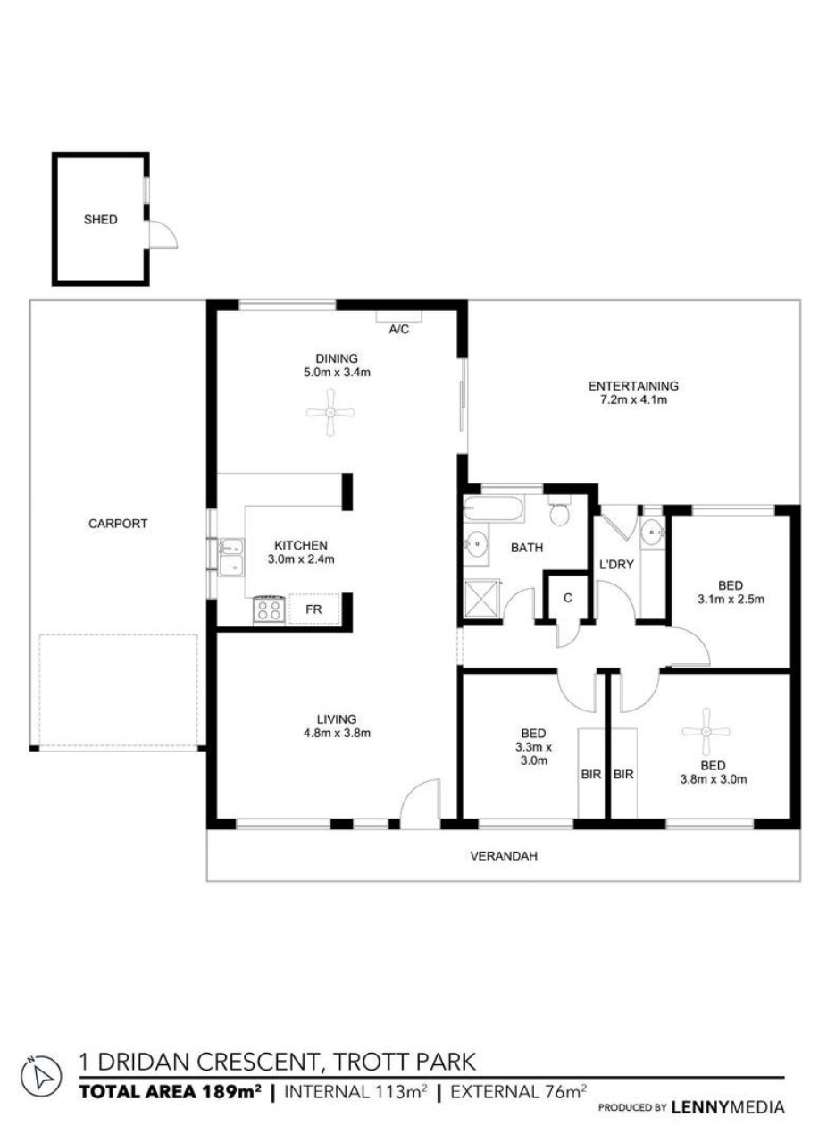 Floor plan of 1 Dridan Cres, Trott Park SA 5158