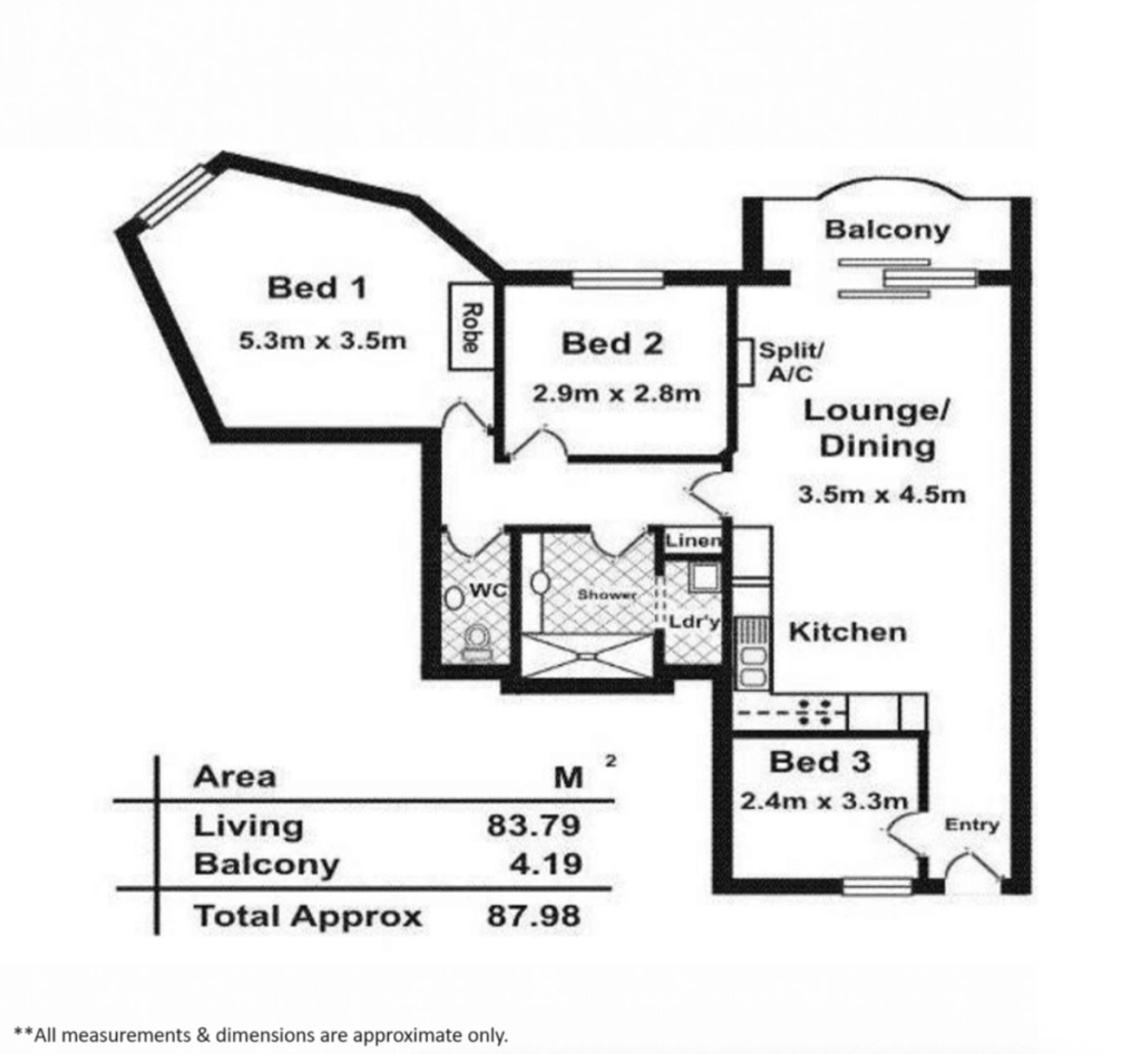 Floor plan of Unit 20 A/188 Carrington St, Adelaide SA 5000